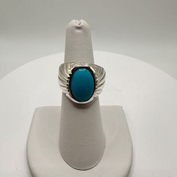 Unisex stamped .925 and genuine 3ct turquoise ring! - Picture 1 of 9